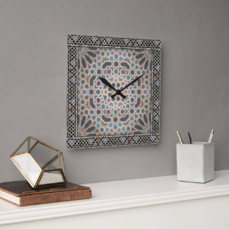 Tiles of the Alhambra Square Wall Clock