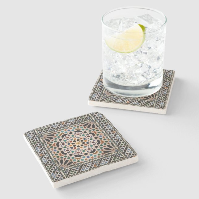Tiles of the Alhambra Stone Coaster (Side)
