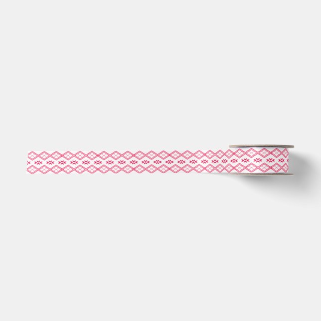 Tilet Pattern |Pink Geometric Design Satin Ribbon (Front)