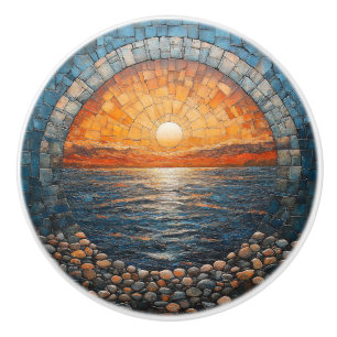 Tilework Sunset Ocean Beach House Ceramic Knob