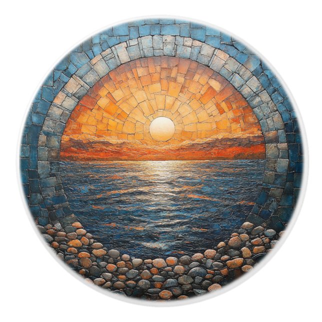 Tilework Sunset Ocean Beach House Ceramic Knob (Front)