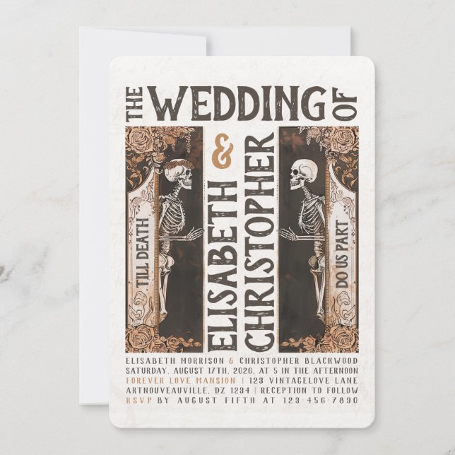 Till Death Art Nouveau Wedding Invitation (Front)