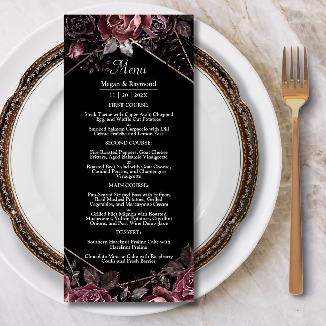 Till Death | Black Gothic Dark Floral Elegant Menu (Creator Uploaded)
