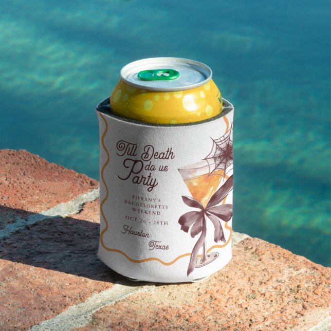 Till Death Bow Cocktail Halloween Bacheloerette  Can Cooler (In Situ Pool)