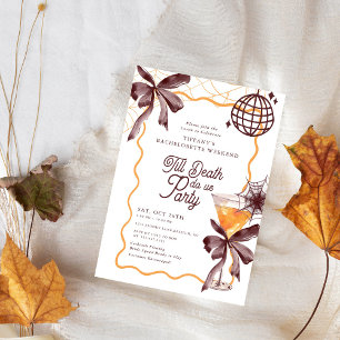 Till Death Bow Cocktail Halloween Bacheloerette Invitation