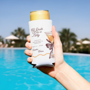 Till Death Bow Cocktail Halloween Bacheloerette Seltzer Can Cooler