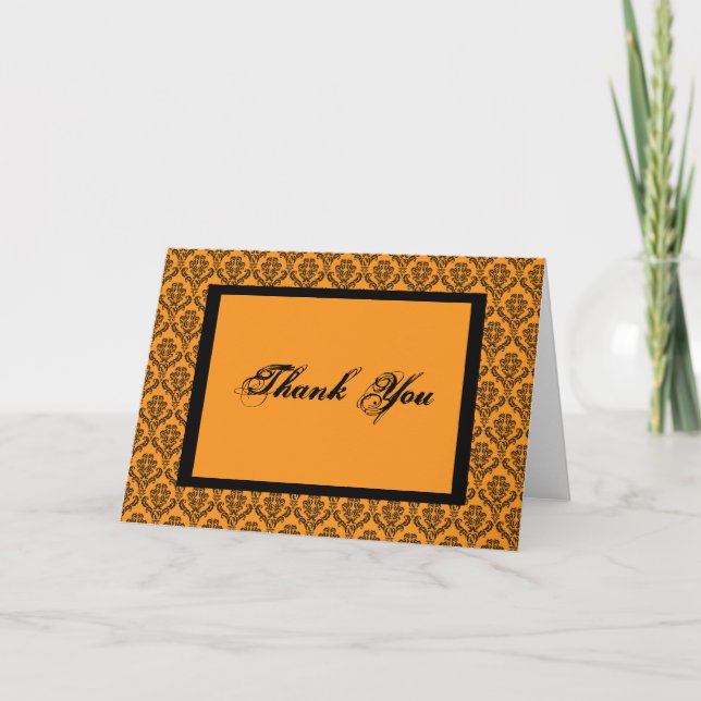 Till Death Damask Hallowedding Thank You Card (Front)