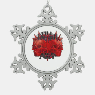 Till Death Do Us Art On White Classic Snowflake Pewter Christmas Ornament