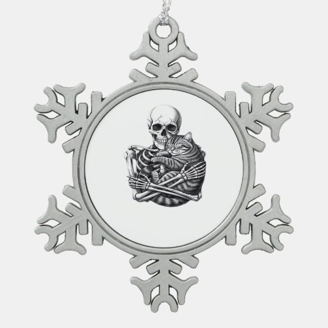 Till Death Do Us Classic & Quote Snowflake Pewter Christmas Ornament (Front)