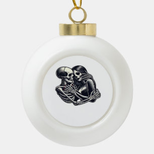 Till Death Do Us - Gothic Skeleton Couple Art Clas Ceramic Ball Christmas Ornament