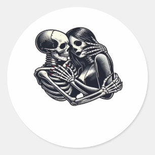 Till Death Do Us - Gothic Skeleton Couple Art Clas Classic Round Sticker