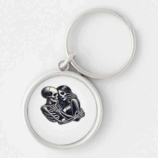 Till Death Do Us - Gothic Skeleton Couple Art Clas Key Ring (Front)