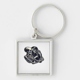 Till Death Do Us - Gothic Skeleton Couple Art Clas Key Ring