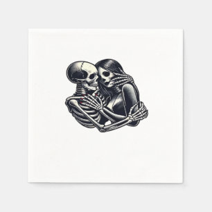Till Death Do Us - Gothic Skeleton Couple Art Clas Napkin