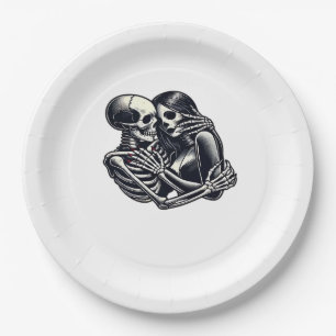 Till Death Do Us - Gothic Skeleton Couple Art Clas Paper Plate