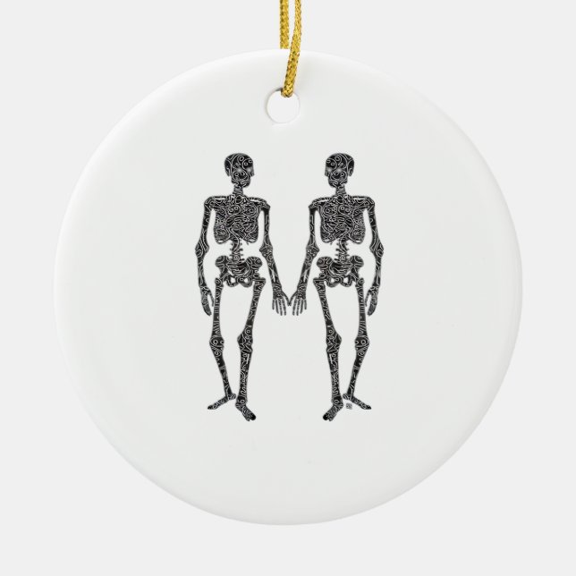 Till Death Do Us Part 2 Skeletons Classic Ceramic Tree Decoration (Front)