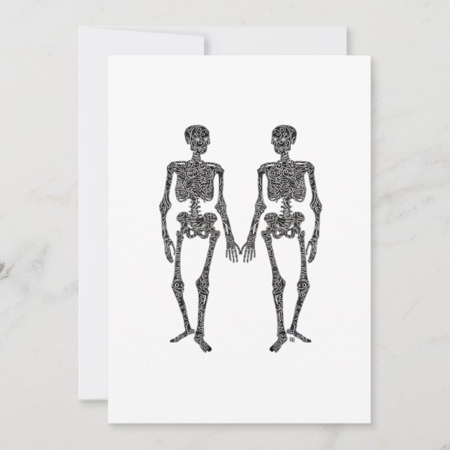 Till Death Do Us Part 2 Skeletons Classic Holiday Card (Front)