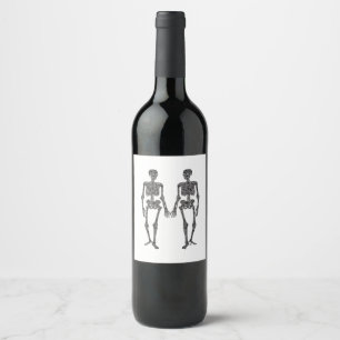 Till Death Do Us Part 2 Skeletons Classic Wine Label