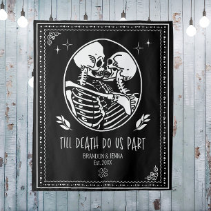 Till Death Do Us Part Backdrop Wedding Skeleton Tapestry