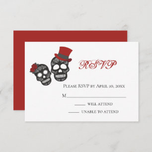 Till Death Do Us Part   Black and Red Wedding RSVP Card