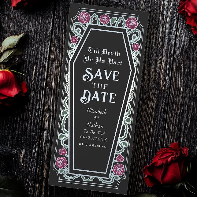 Till Death Do Us Part Black Goth Save the Date Invitation (Creator Uploaded)