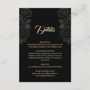 Till Death Do Us Part Black Rose Wedding Details Enclosure Card