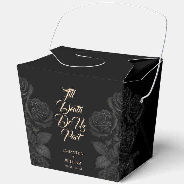 Till Death Do Us Part Black Rose Wedding Favour Box (Front)