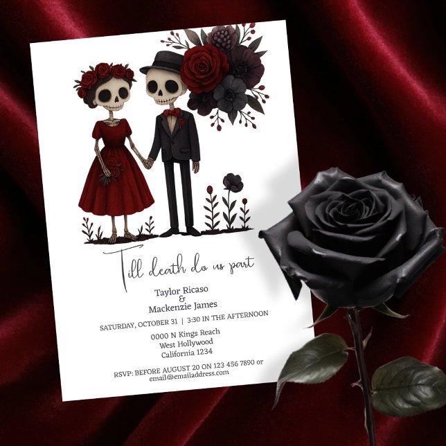 Till death do us part Bride and Groom Invitation (Till death do us part Bride and Groom Invitation by Ricaso. Perfect goth/gothic or Halloween wedding)