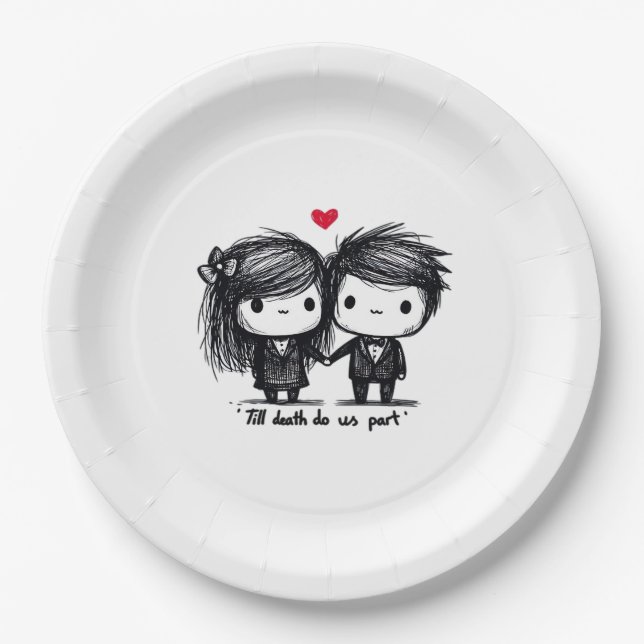 Till Death Do Us Part Classic – Autumn Love Story Paper Plate (Front)