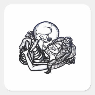 Till Death Do Us Part Classic – Spooky Skeleton Sl Square Sticker