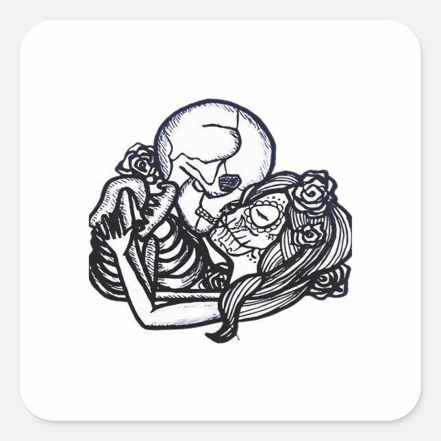 Till Death Do Us Part Classic – Spooky Skeleton Sl Square Sticker (Front)