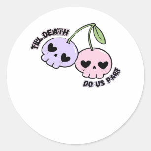 Till Death Do Us Part - Cute Goth Skull Design Cla Classic Round Sticker