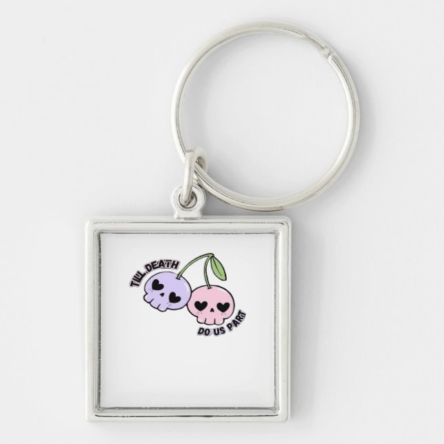 Till Death Do Us Part - Cute Goth Skull Design Cla Key Ring (Front)