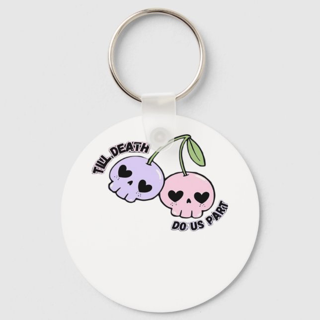 Till Death Do Us Part - Cute Goth Skull Design Cla Key Ring (Front)