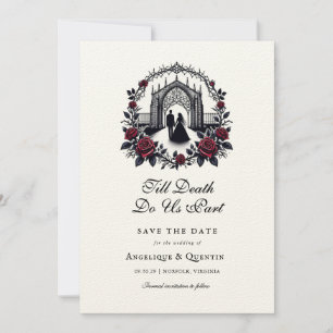 Till Death Do Us Part Elegant Goth Save the Date  Invitation