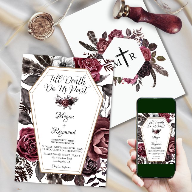 Till Death Do Us Part Floral Elegant Goth Wedding Invitation (Creator Uploaded)