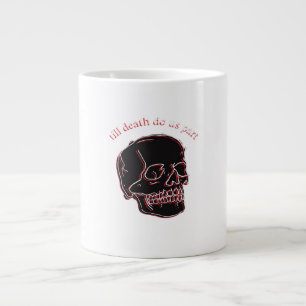 Till Death Do Us Part - Glitch Skull With Funny Te Large Coffee Mug