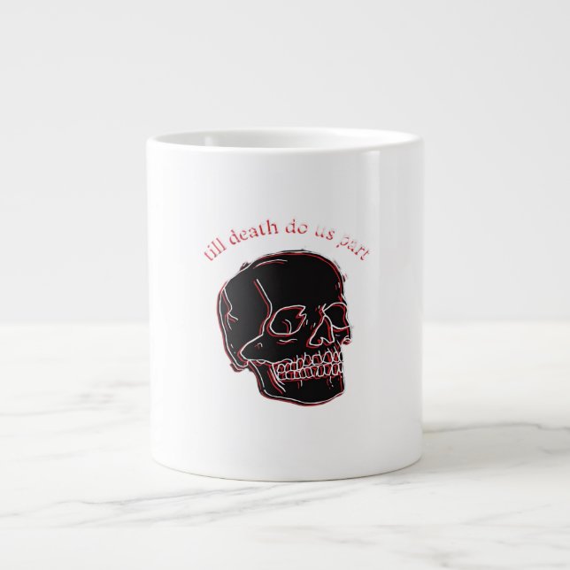 Till Death Do Us Part - Glitch Skull With Funny Te Large Coffee Mug (Front)