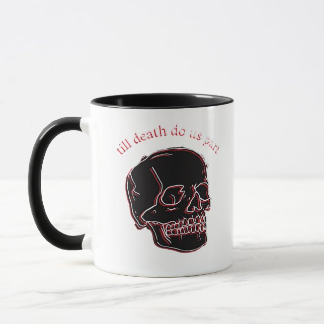 Till Death Do Us Part - Glitch Skull With Funny Te Mug (Left)