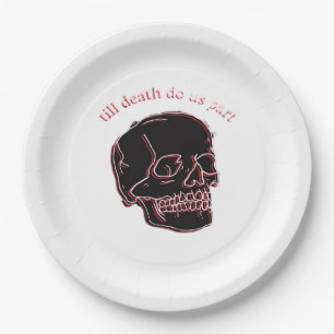 Till Death Do Us Part - Glitch Skull With Funny Te Paper Plate