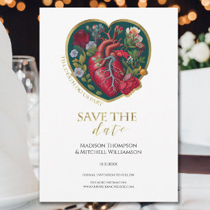 Till Death Do Us Part Goth Heart Gold Halloween Save The Date