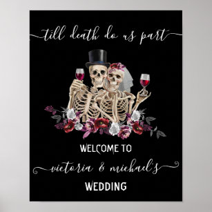Till death do us Part Goth Skeleton Bride & Groom Poster