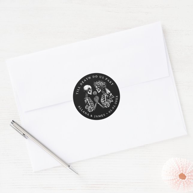 Till Death Do Us Part Gothic Classic Round Sticker (Envelope)