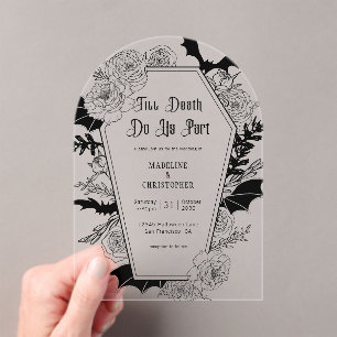Till Death Do Us Part Gothic Floral Wedding Acrylic Invitations