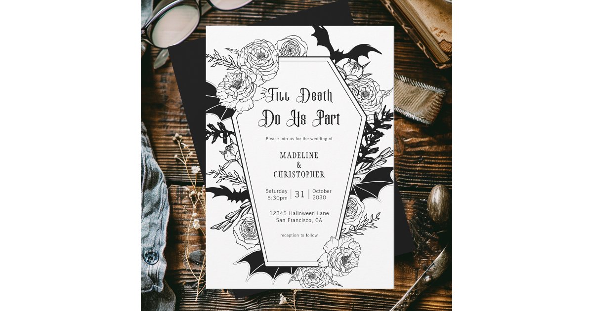Till Death Do Us Part Gothic Floral Wedding Invitation | Zazzle