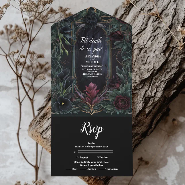 Till death do us part Gothic Halloween Wedding All In One Invitation ...
