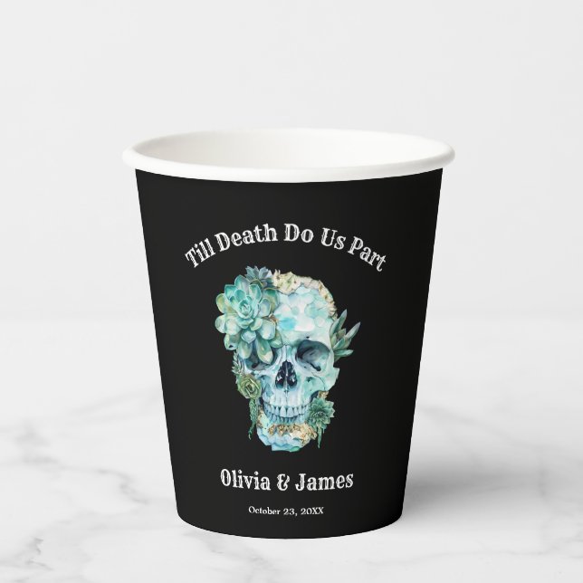 Till Death Do Us Part Gothic Halloween Wedding  Paper Cups (Front)