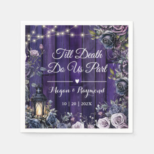 Till Death Do Us Part Gothic Purple Dark Wedding Napkin