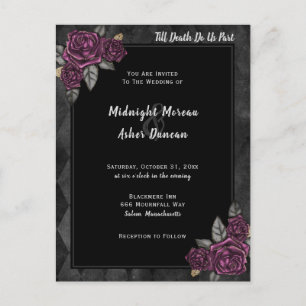 Till Death Do Us Part Gothic Rose Black Wedding Postcard