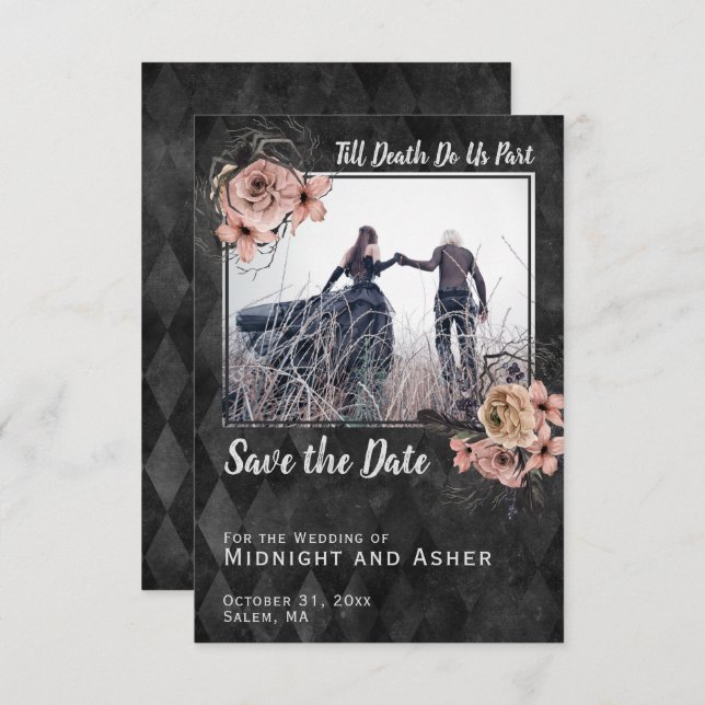 Till Death Do Us Part Gothic Rose Save the Date (Front/Back)